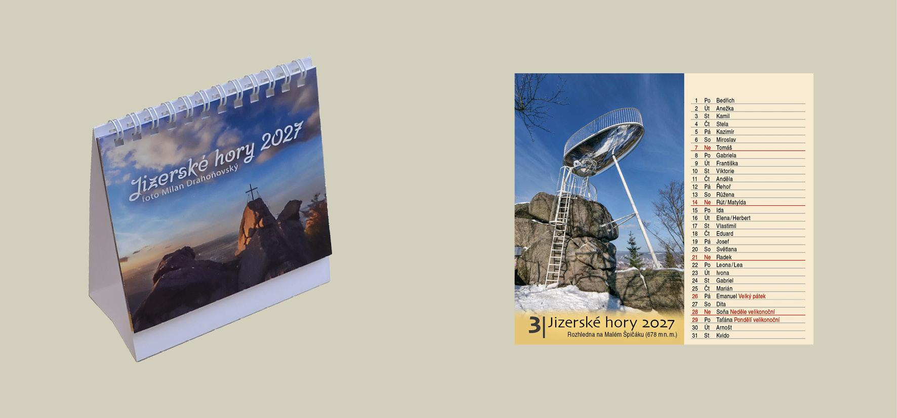 obrázek Minikalendář Jizerské hory 2027 – stolní měsíční
